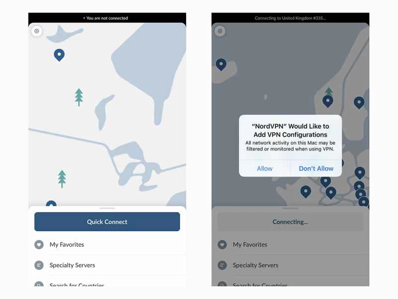 在執行 iOS 系統的 iPhone 上使用 NordVPN。