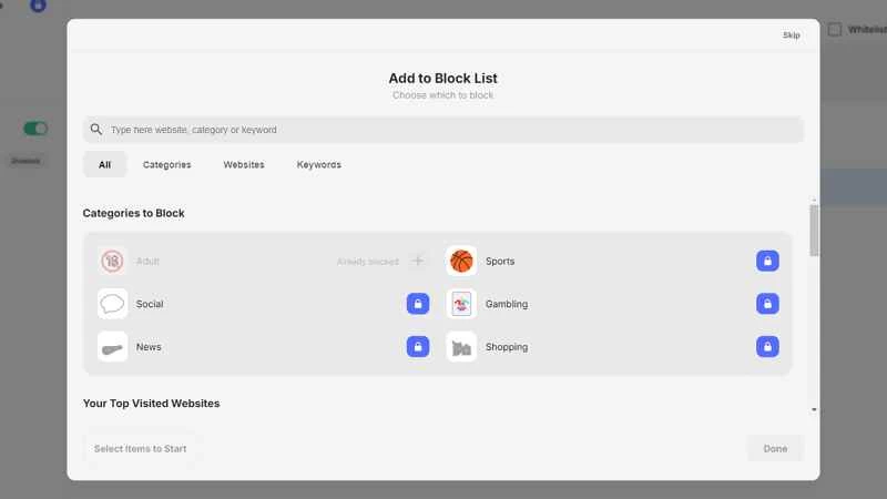 Blocksite UX 截圖