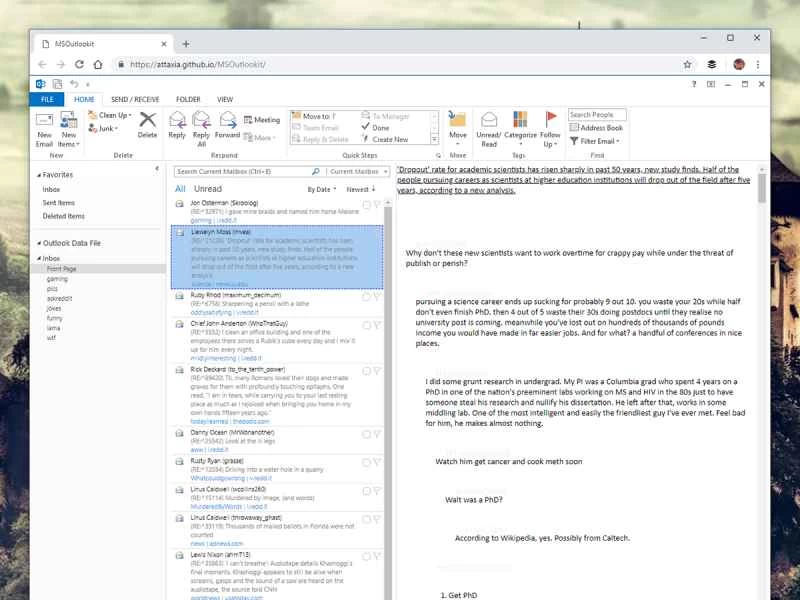 Outlook 中的 Reddit