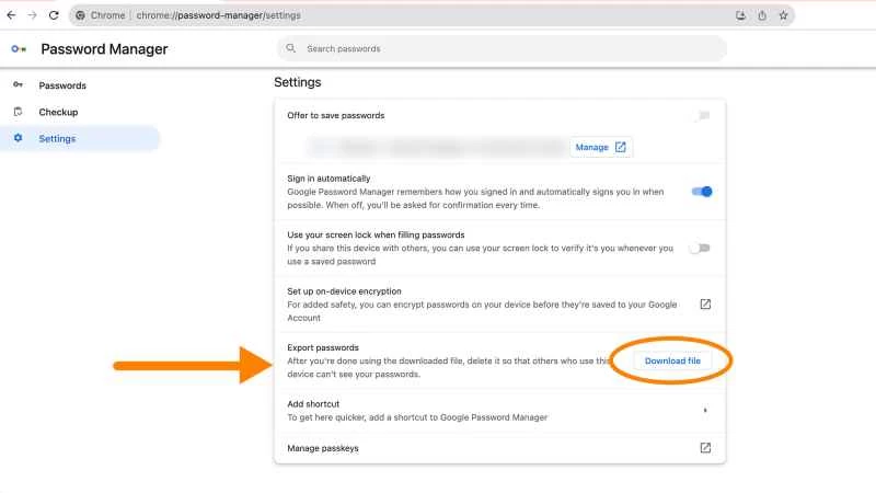 在 Google Chrome 瀏覽器上匯出密碼