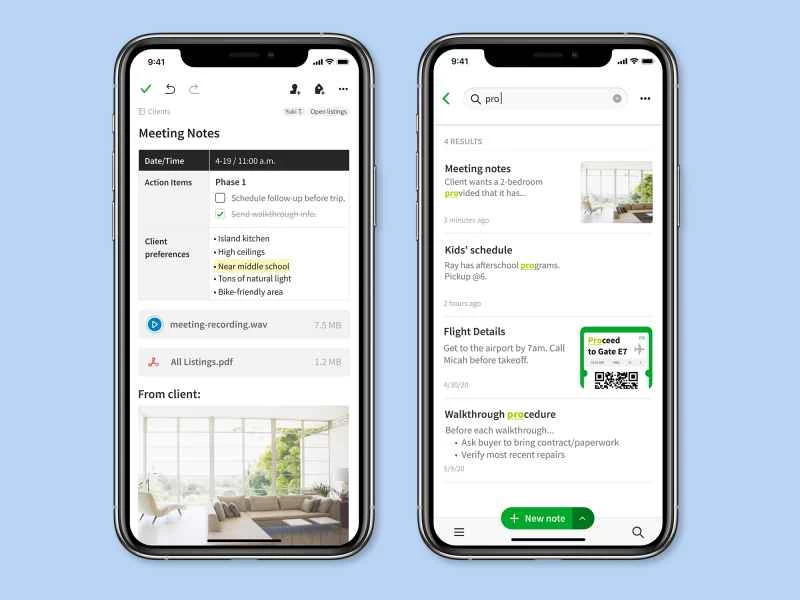 Evernote 應用在 iPhone 螢幕上的顯示效果。