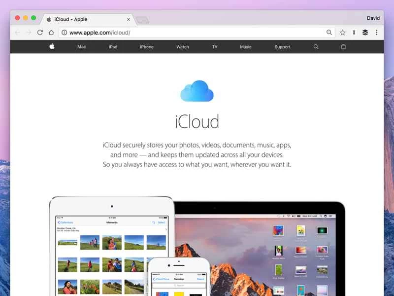 蘋果公司 iCloud 服務的首頁。