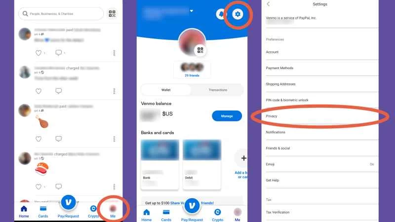 Venmo安卓應用程式的行動隱私設定。