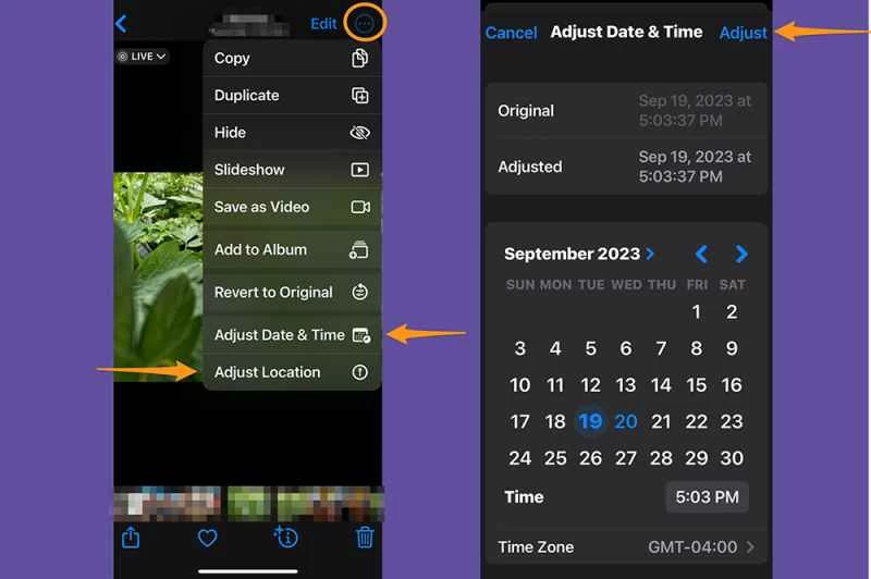 iPhone 照片應用,示範如何編輯影像元資料。