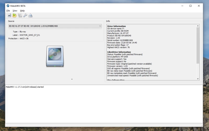 MakeMKV 測試版介面。