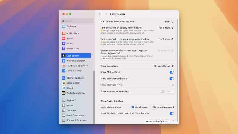 在 macOS 上設定顯示逾時設定。