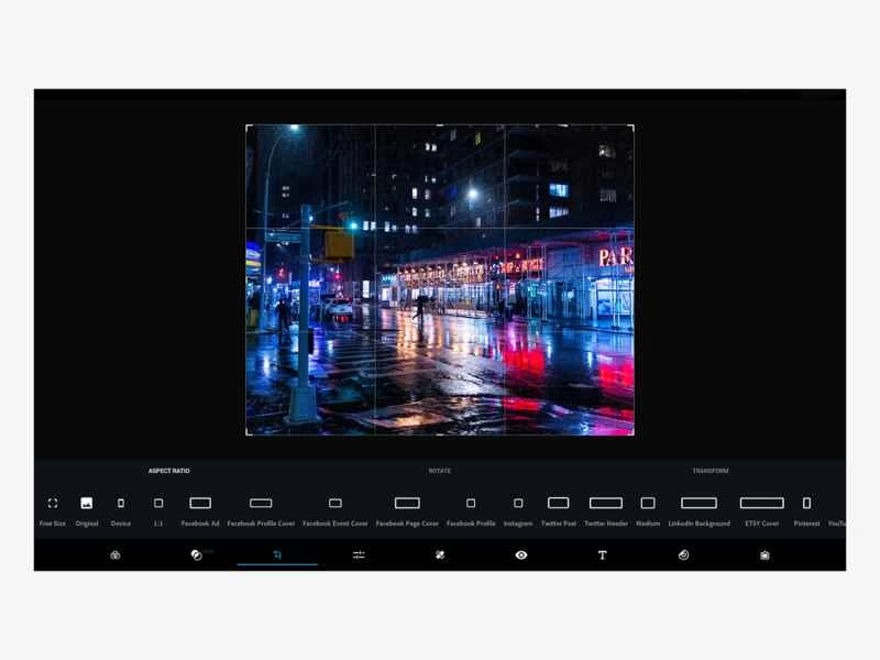 Chrome OS 版 Adob​​e Photoshop Express 的螢幕截圖