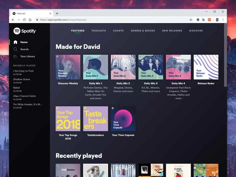 Spotify介面。