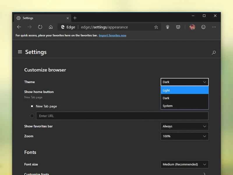 Microsoft Edge 選項