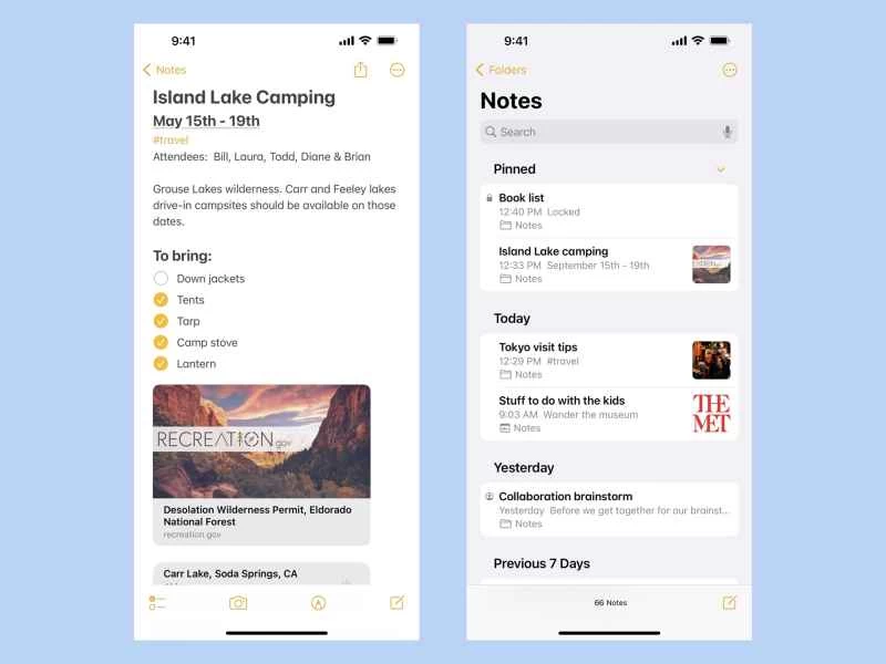iOS 系統內建的 Apple Notes 應用程式。