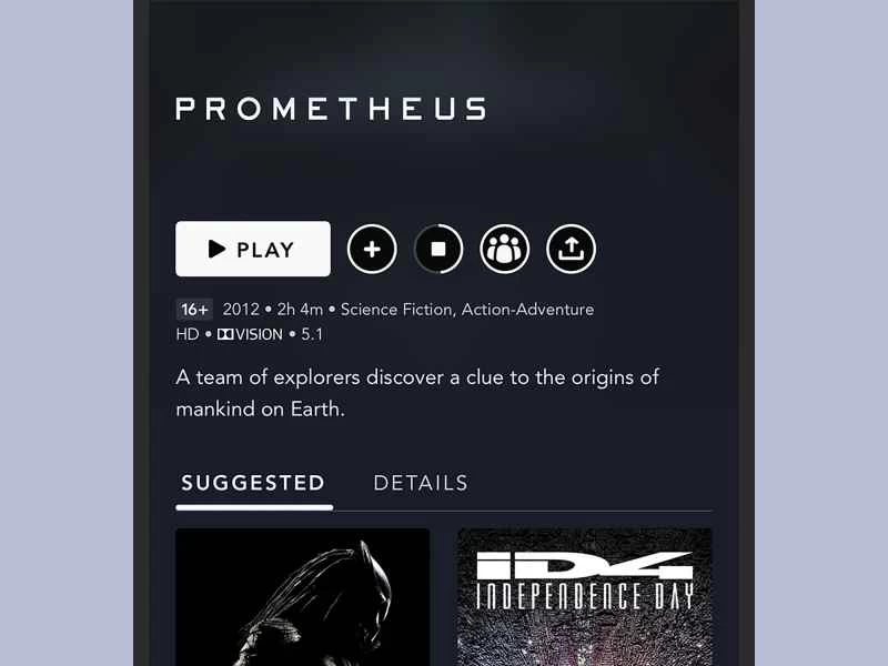 當你從 Disney Plus 下載電影或影集到手機時看到的畫面。