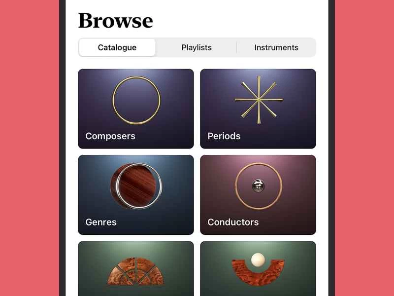 Apple Music古典音樂的瀏覽部分。