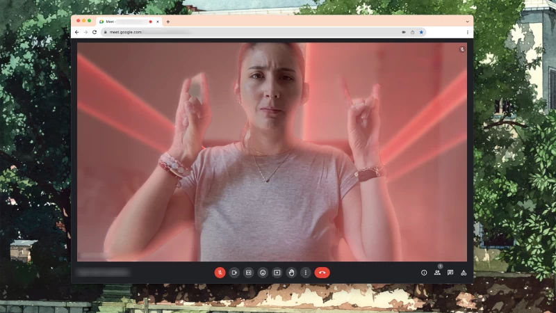 在 Google Meet 上使用動畫表情的人