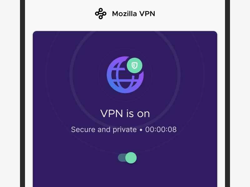 Mozilla VPN 的螢幕截圖