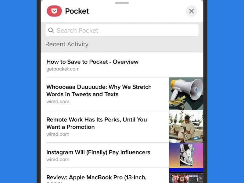 Pocket 應用的 iMessage 擴充程序，適用於 iOS 系統。