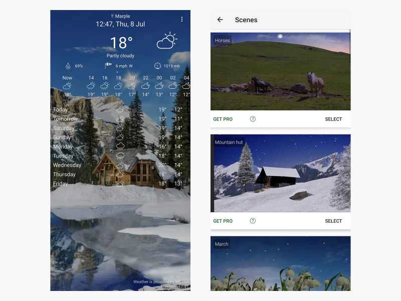 適用於安卓手機的天氣動態桌布。