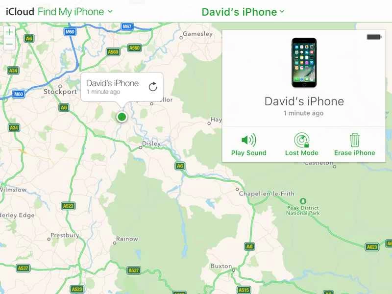 “查找我的iPhone”地圖。