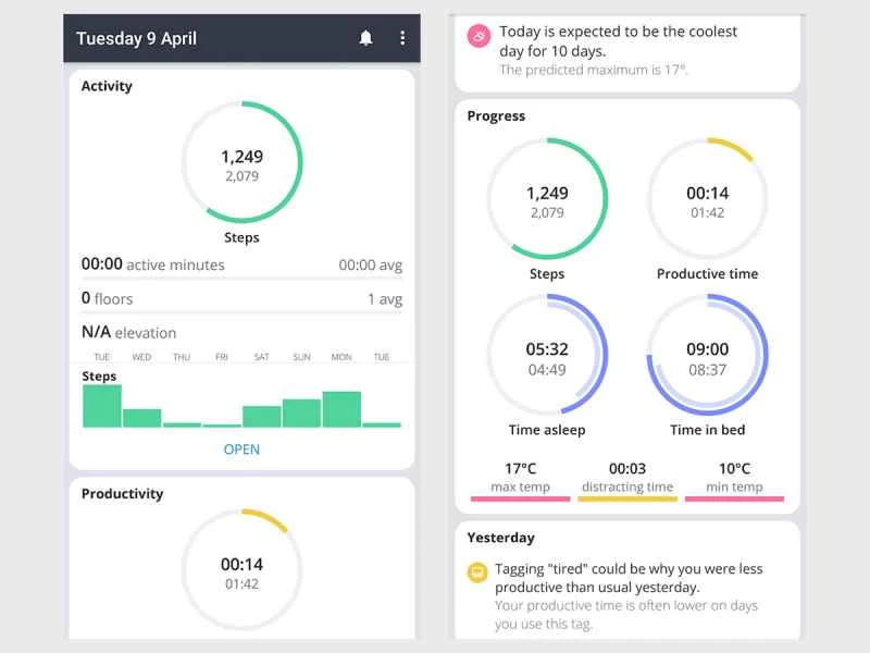 Exist 應用，您可以在這裡追蹤大量關於您生活的數據。