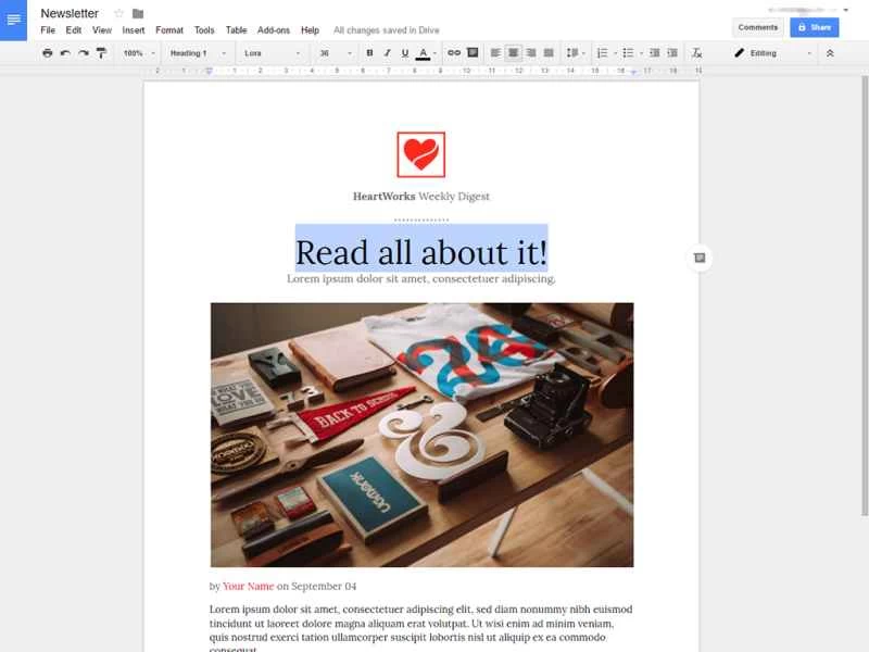 Google Docs 線上文字處理器介面