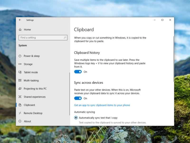 允許您在各種微軟裝置之間複製和貼上的 Windows 設定。