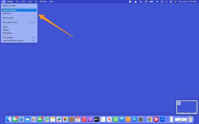 若要在 Mac 上取消 Apple Music，請先點選「系統設定」。
