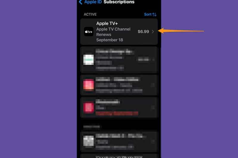 iOS 設定應用程式，顯示 Apple TV+ 訂閱資訊。