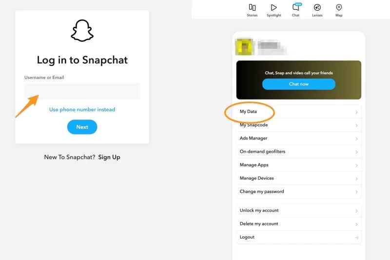 在網頁瀏覽器中開啟 Snapchat 的個人資料頁面。