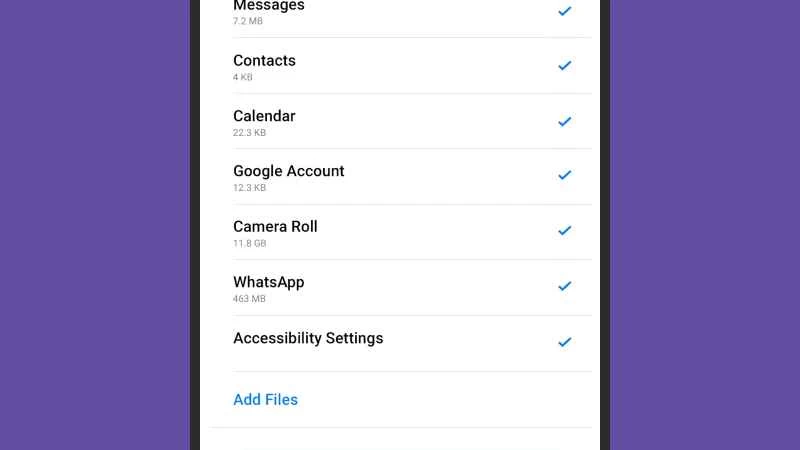 Move to iOS 應用程式包含 WhatsApp 選項。