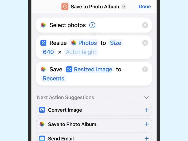 一個可以用來批次調整圖片大小的iPhone DIY快捷指令。