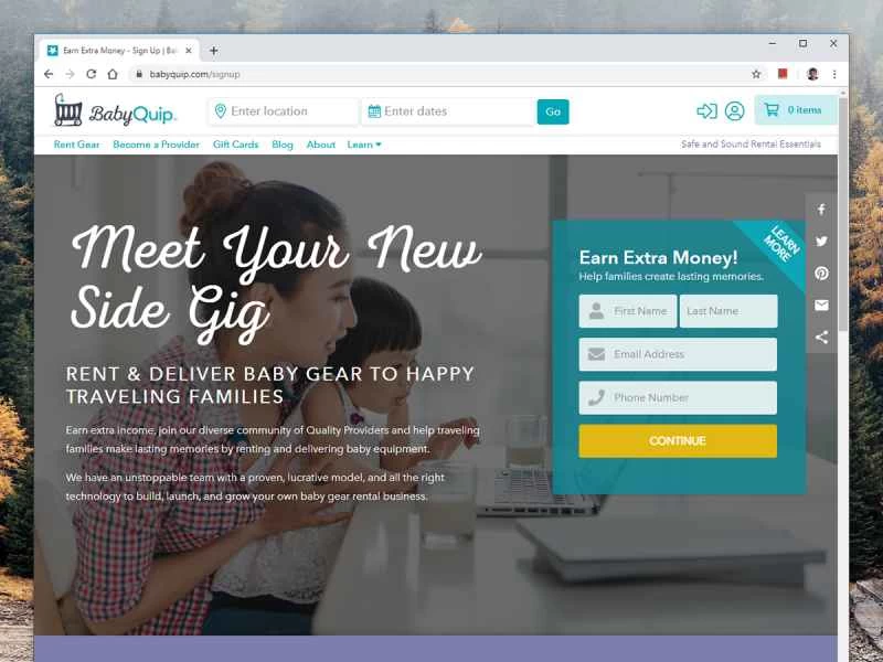 BabyQuip網站的截圖