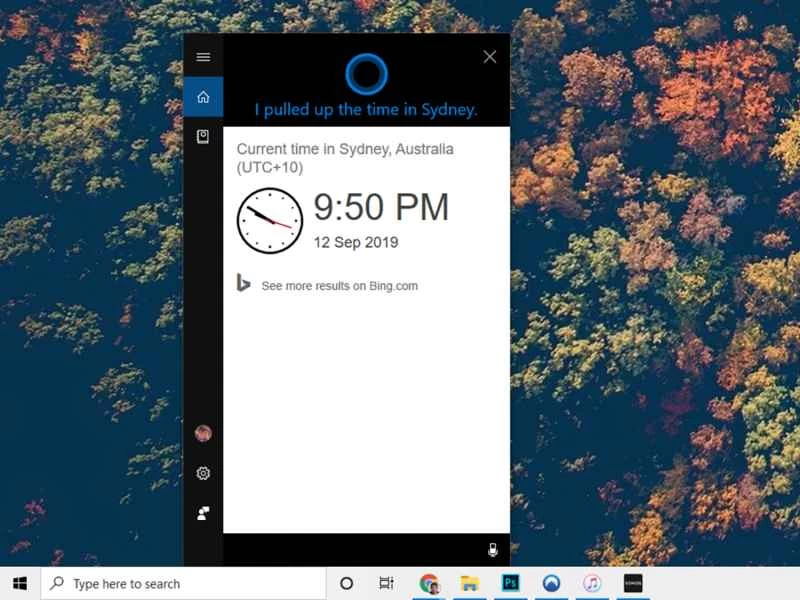 Windows 上的 Cortana 虛擬助理。
