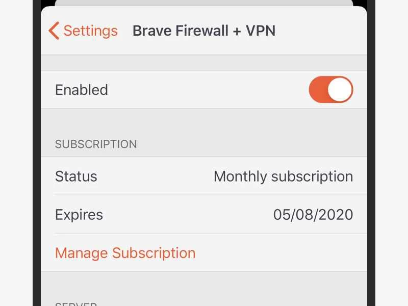 手機上Brave瀏覽器介面的螢幕截圖