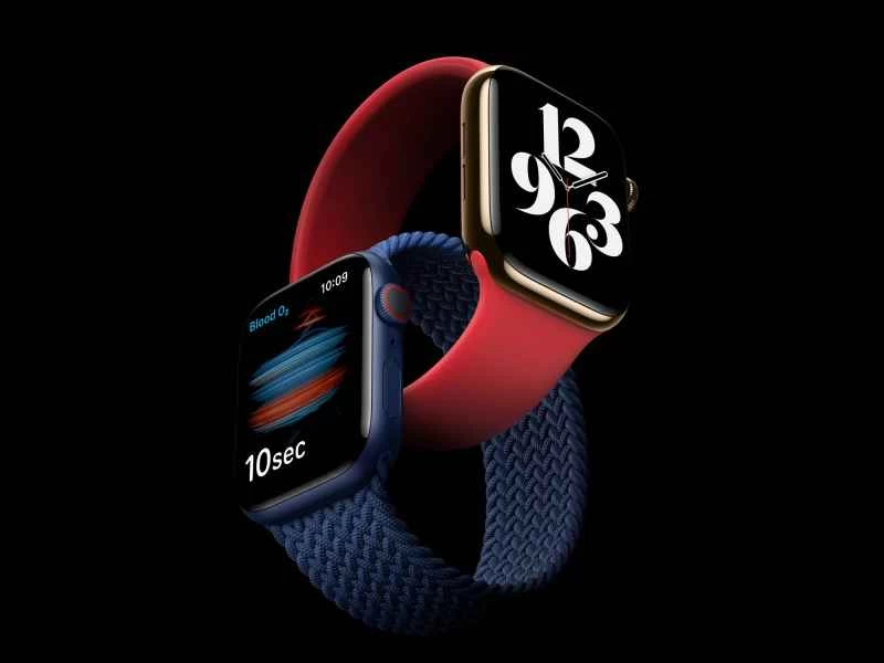 黑色背景上的Apple Watch Series 6。