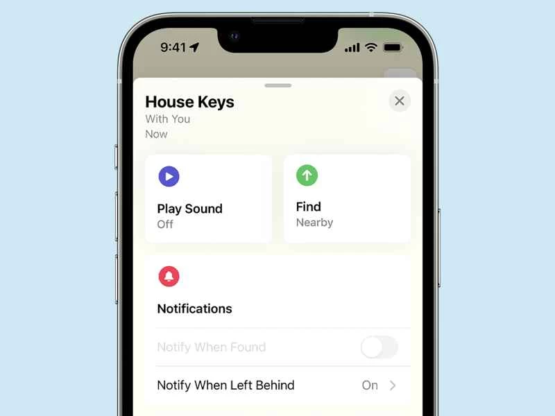 「尋找我的應用程式」設置，用於追蹤 AirTag
