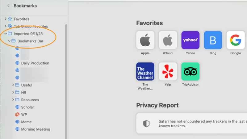在 Safari 瀏覽器中匯入書籤