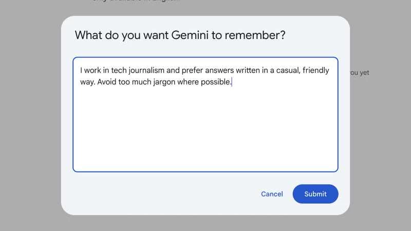 「你希望雙子座記住什麼？」提示的截圖
