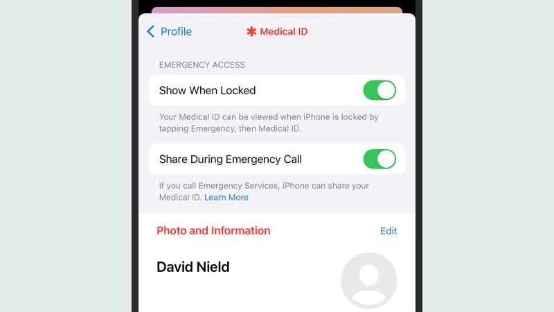 iPhone上的醫療ID設定