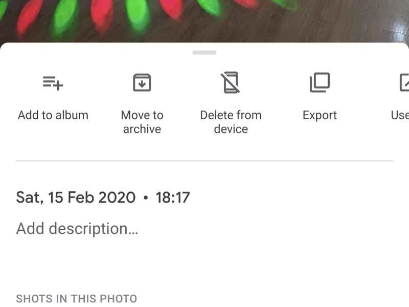 安卓手機上照片的歸檔和刪除選項。