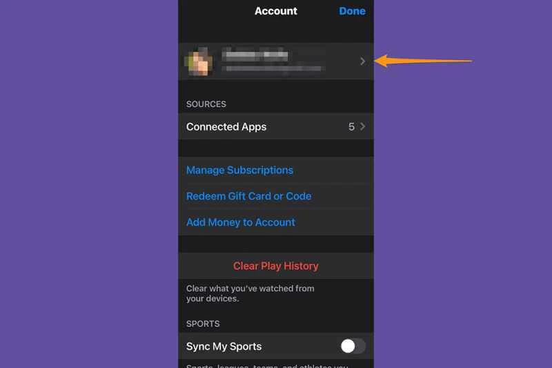 iPhone 上的 Apple TV+ 應用程式會顯示您的 Apple ID 所在位置。