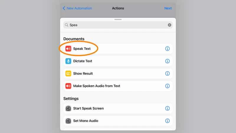 iPhone自動化操作選單