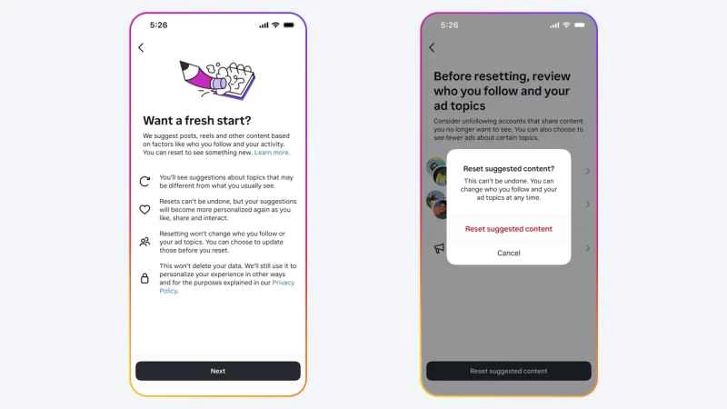 Instagram重置螢幕截圖