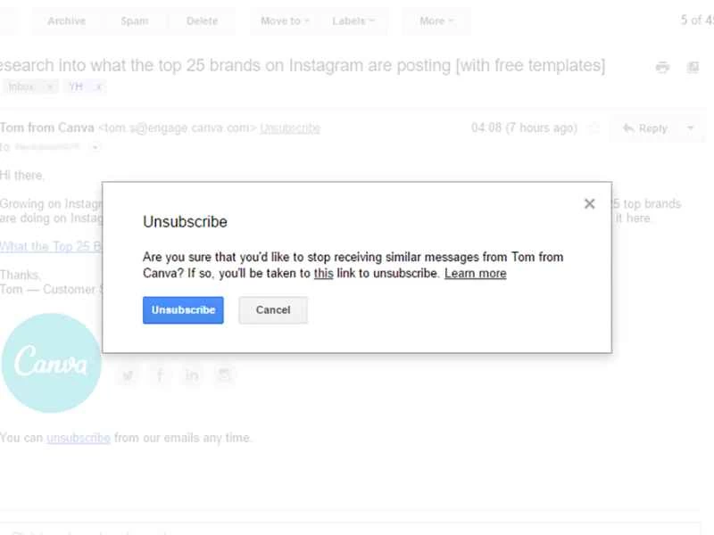 Google 為某些電子郵件提供的取消訂閱按鈕，有助於實現 Gmail 收件匣清零。