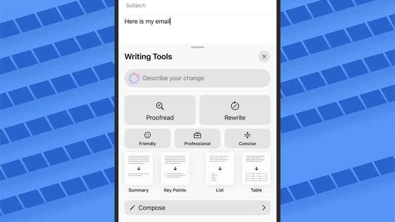 寫作工具選項截圖