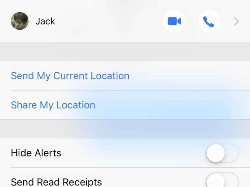 iOS 資訊應用程式中的位置共享選項。