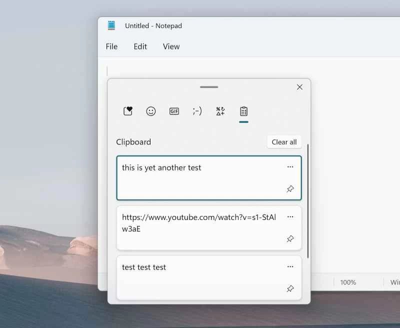 Windows剪貼簿歷史記錄工具的使用範例。