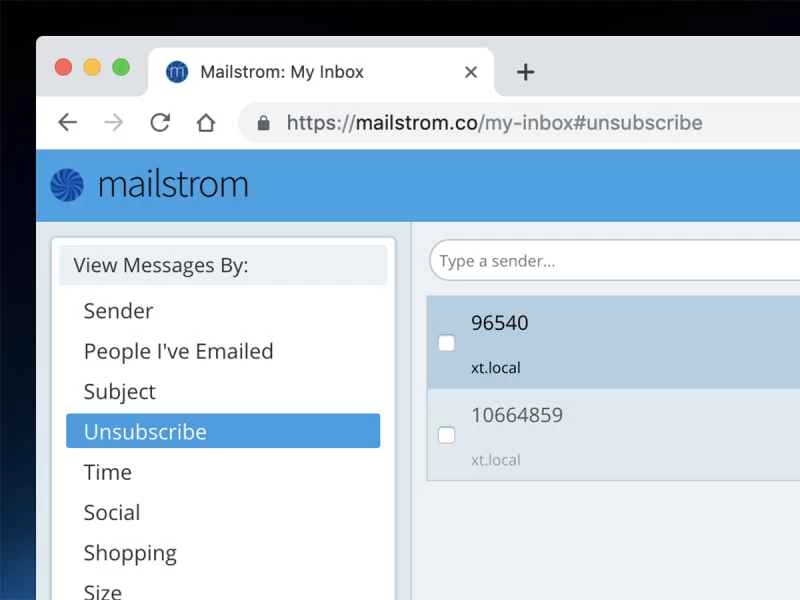 Mailstrom 的取消訂閱電子郵件新聞簡報工具。