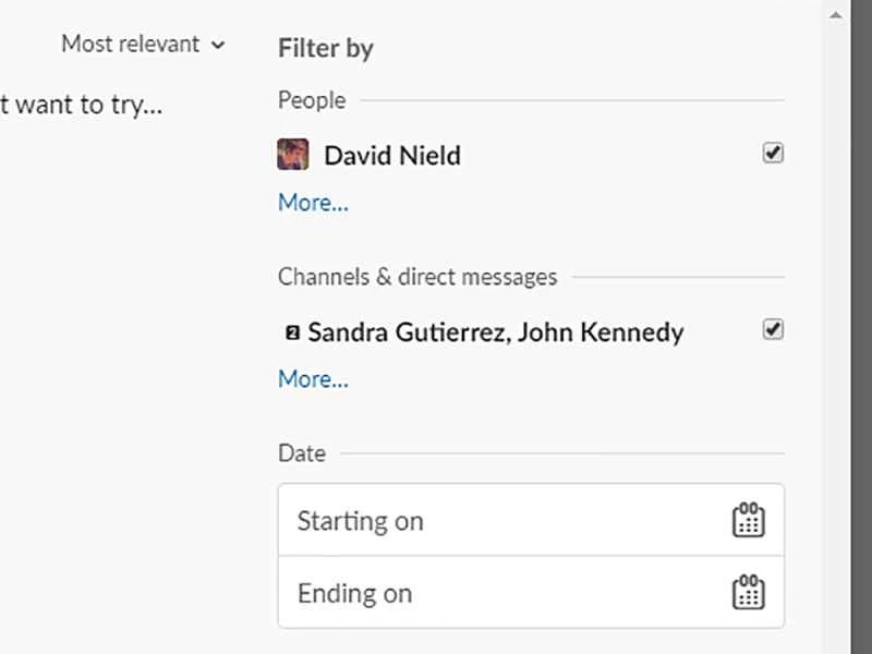 Slack搜尋結果頁面截圖