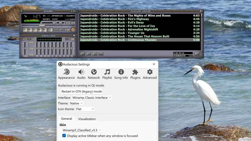 使用帶有 Winamp 皮膚的 Audacious Windows 螢幕播放音樂