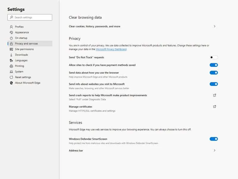 Microsoft Edge 設定