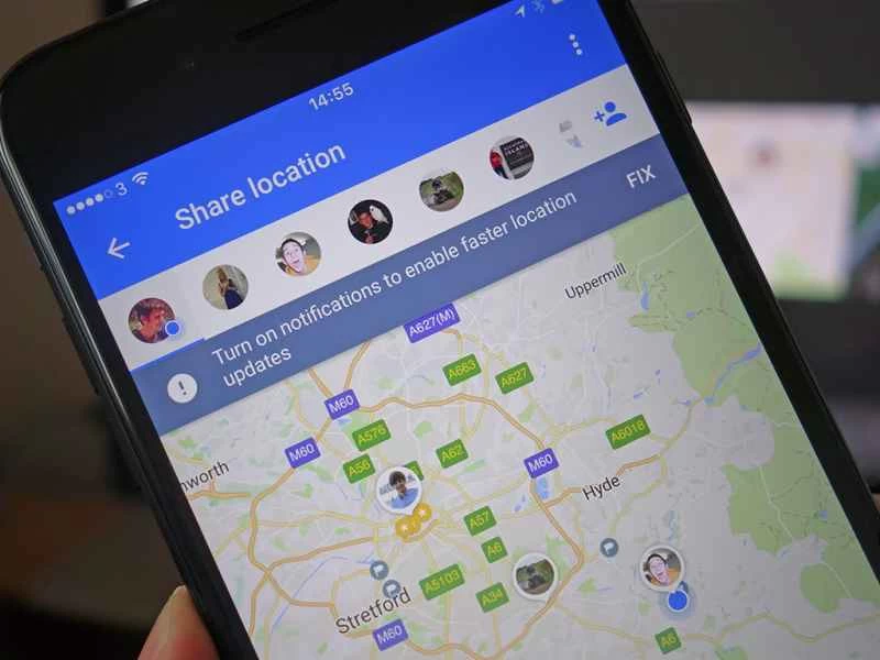 在Google地圖上使用手機進行位置追蹤。